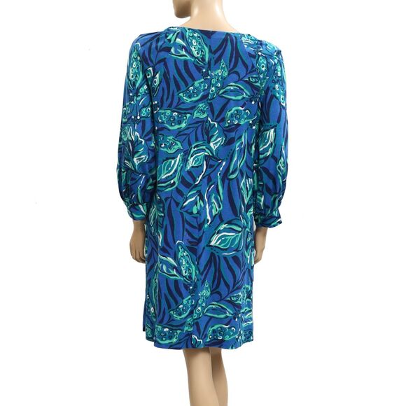 Lilly Pulitzer Elianna Cotton T-Shirt Tunic Mini Dress Leaf Printed XXS 282371 - Picture 8 of 9